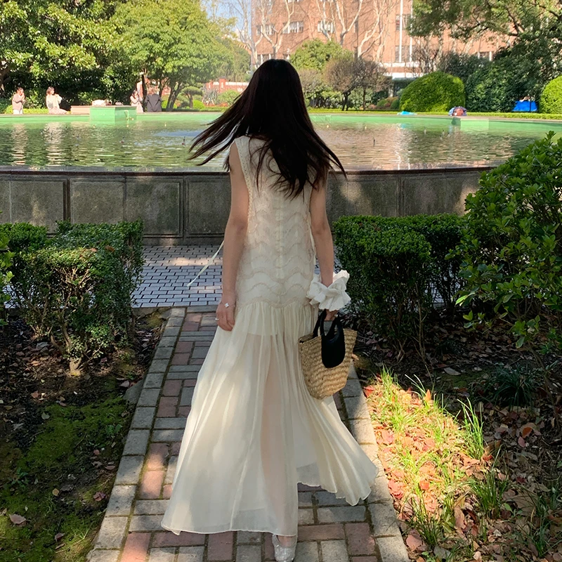 【春日信件】RARE ZZ法式收腰白色度假短袖无袖两个版本连衣裙