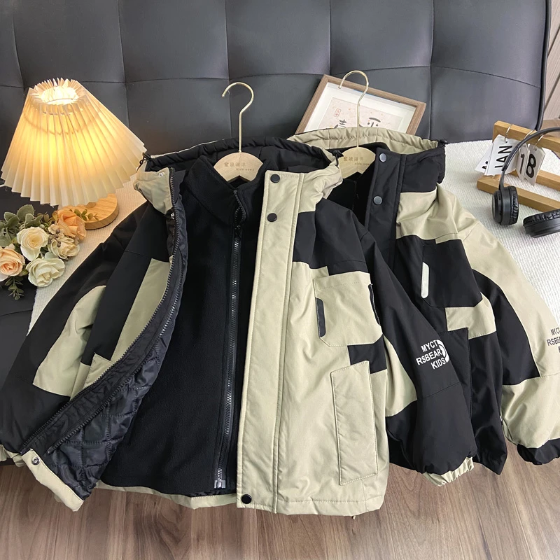 佑妈家童装 男女童秋冬季新款三合一外套 儿童摇粒绒两件套