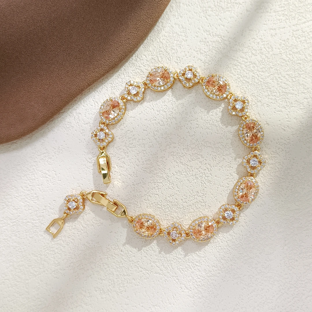 铜合金合成锆石手链 VWKD-009362 【璀华】 手链欧美优雅简约