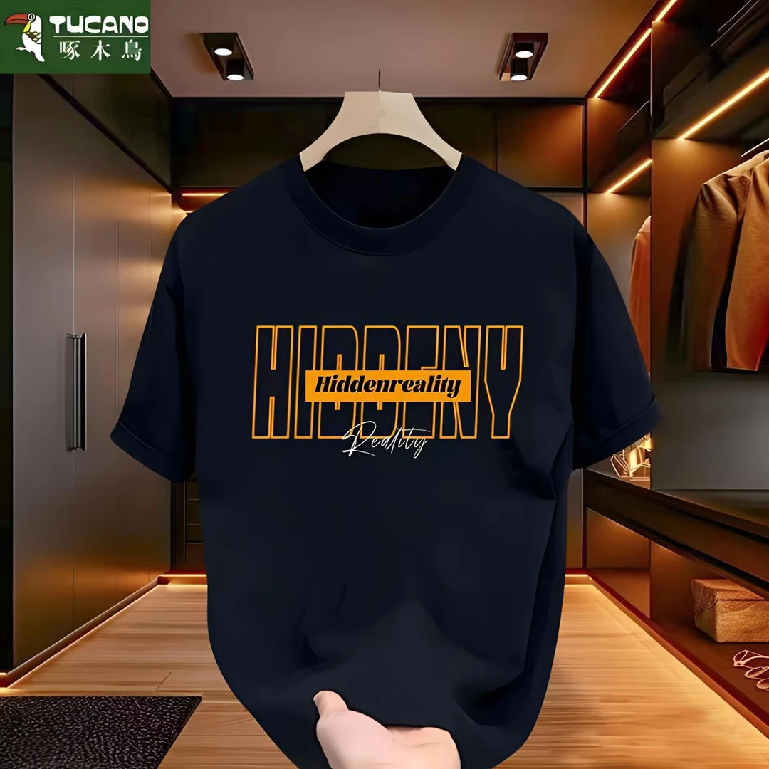 TUCANO/啄木鳥男士潮流夏季百搭轻奢T恤圆领上衣纯棉短袖印花ins