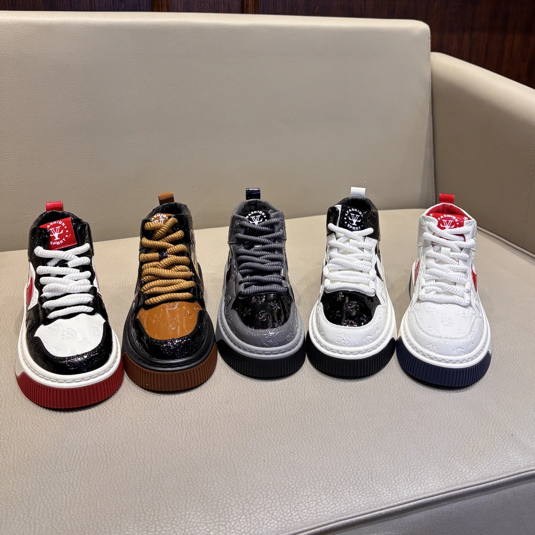 时尚潮流百搭男士休闲鞋拼色休闲风运动休闲鞋高帮休闲鞋通用平跟