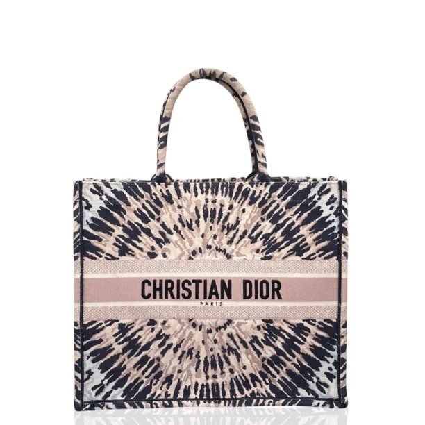 99新 DIOR/迪奥 book 托特包 大号 帆布 浅粉色米色黑色sx0924m1