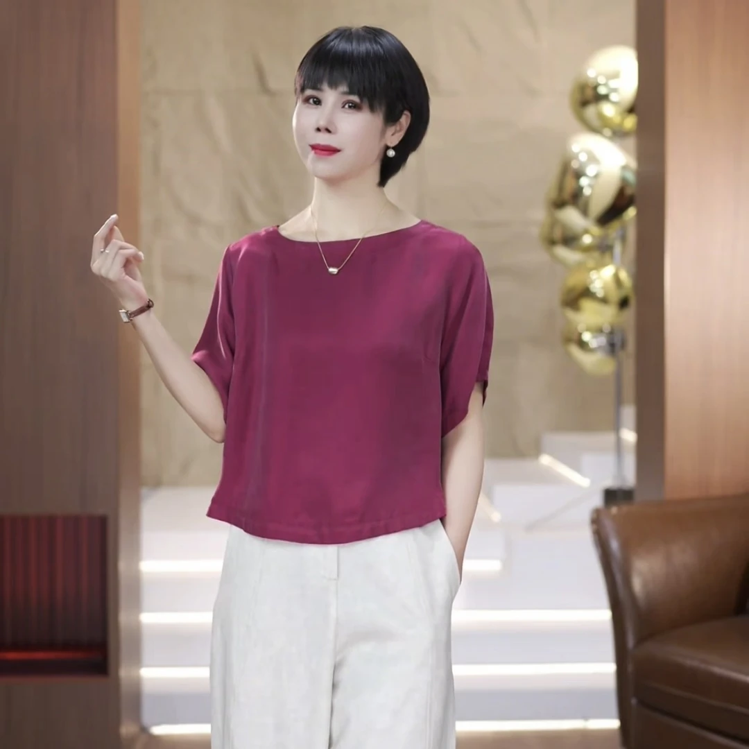 【渲渲推荐】XR-20夏季显瘦气质时尚大圆领【铜氨丝】禅意风小衫