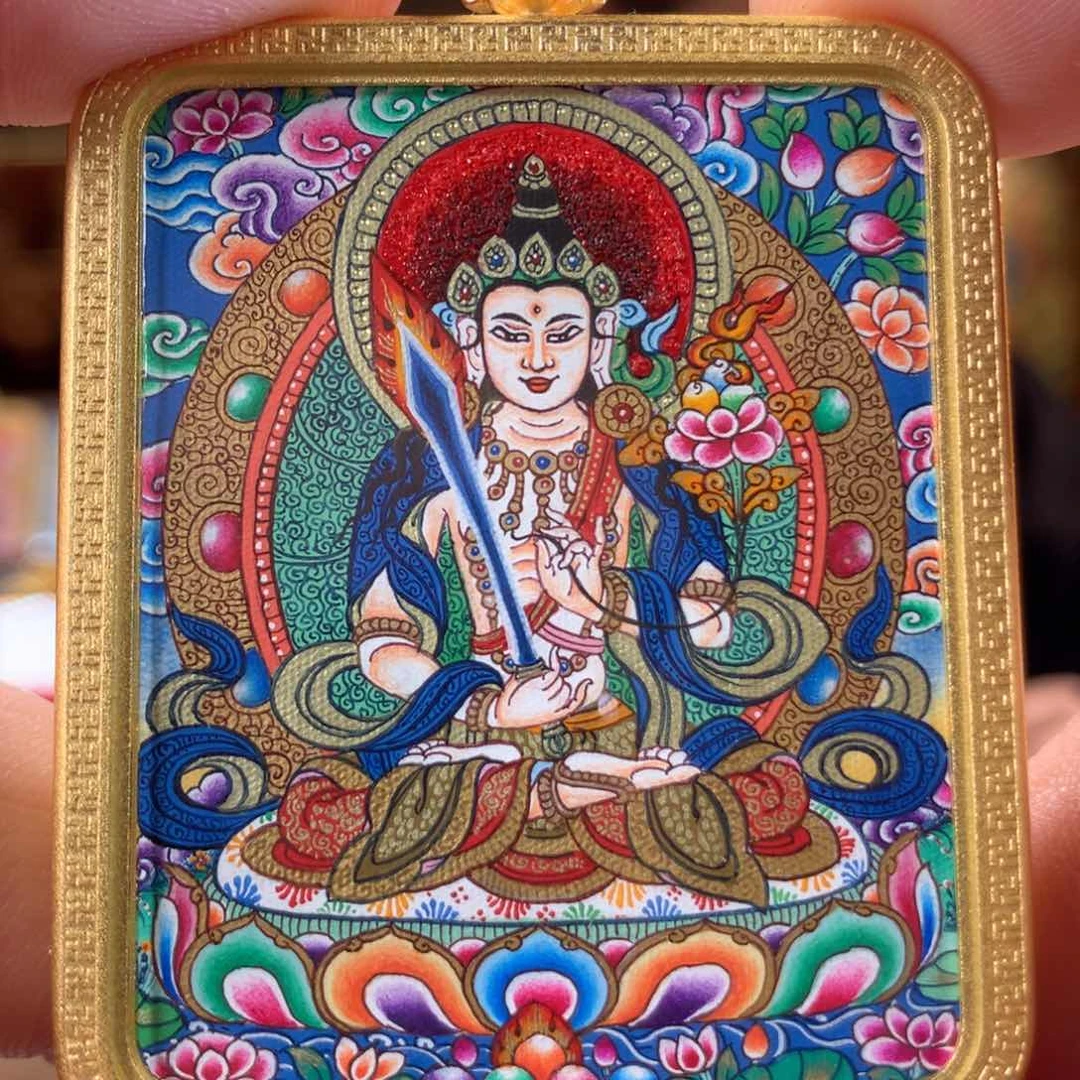 吊坠热贡纯手绘唐卡虚空作品（牛、虎）