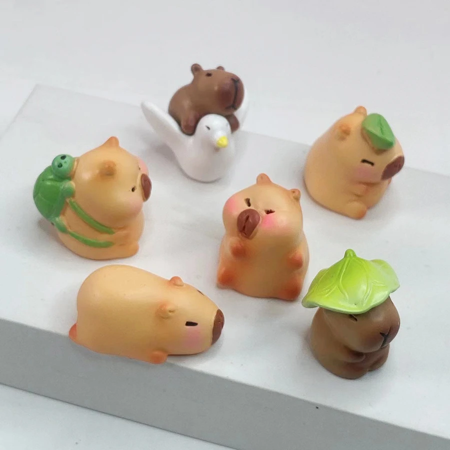 创意实色卡皮巴拉diy奶油胶树脂配件车载桌面立体摆件钥匙扣挂件