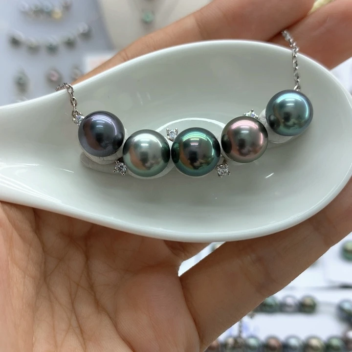 海水珍珠裸珠五珠微笑链
