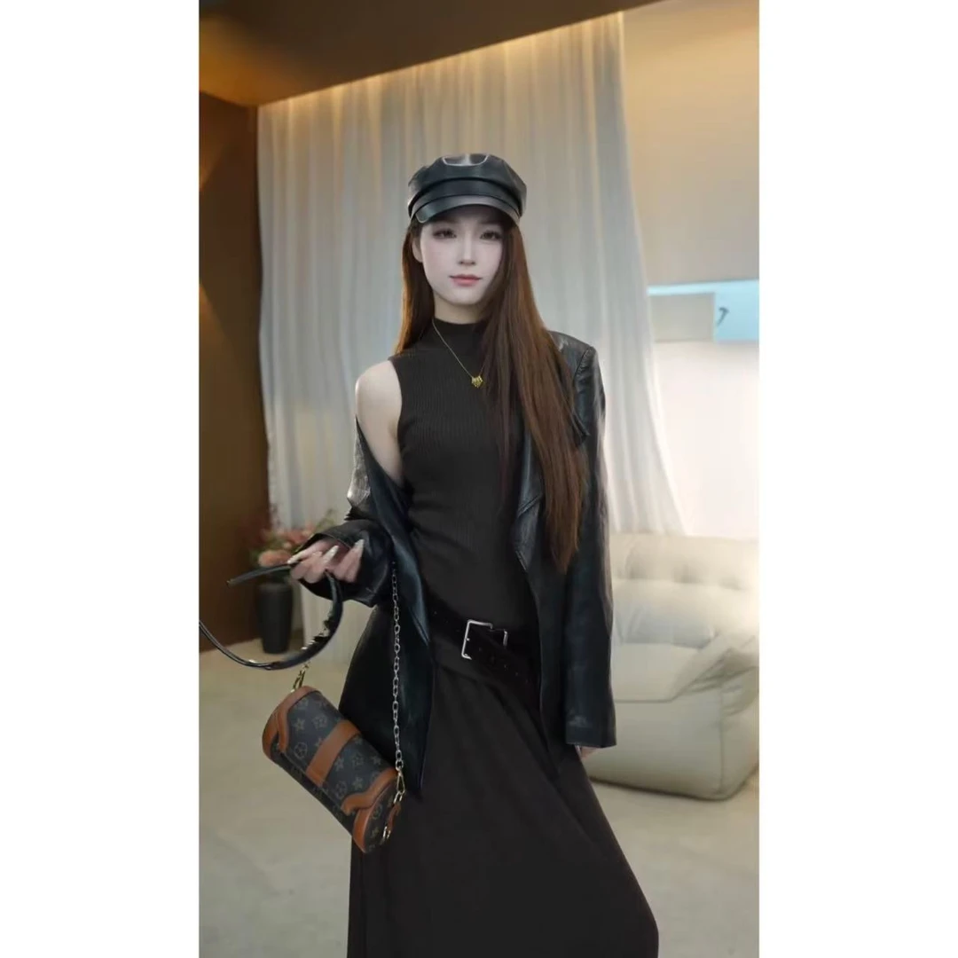 森森定制【智性松弛】高级感气质翻领廓形皮衣外套短款外套T262