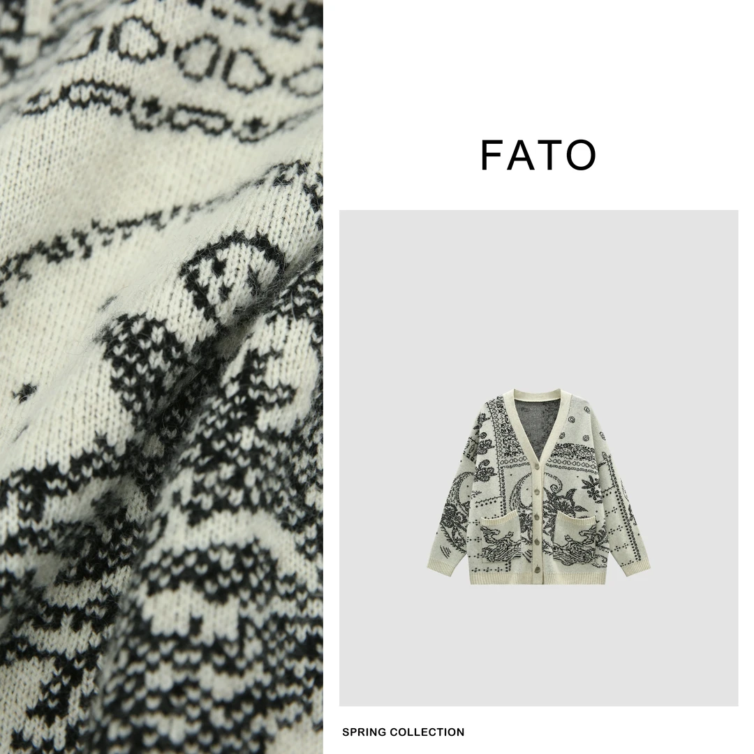 【郑买买】腰果花开衫 欧若风兔毛绵羊毛不规则开衫毛衣 CC41221M6