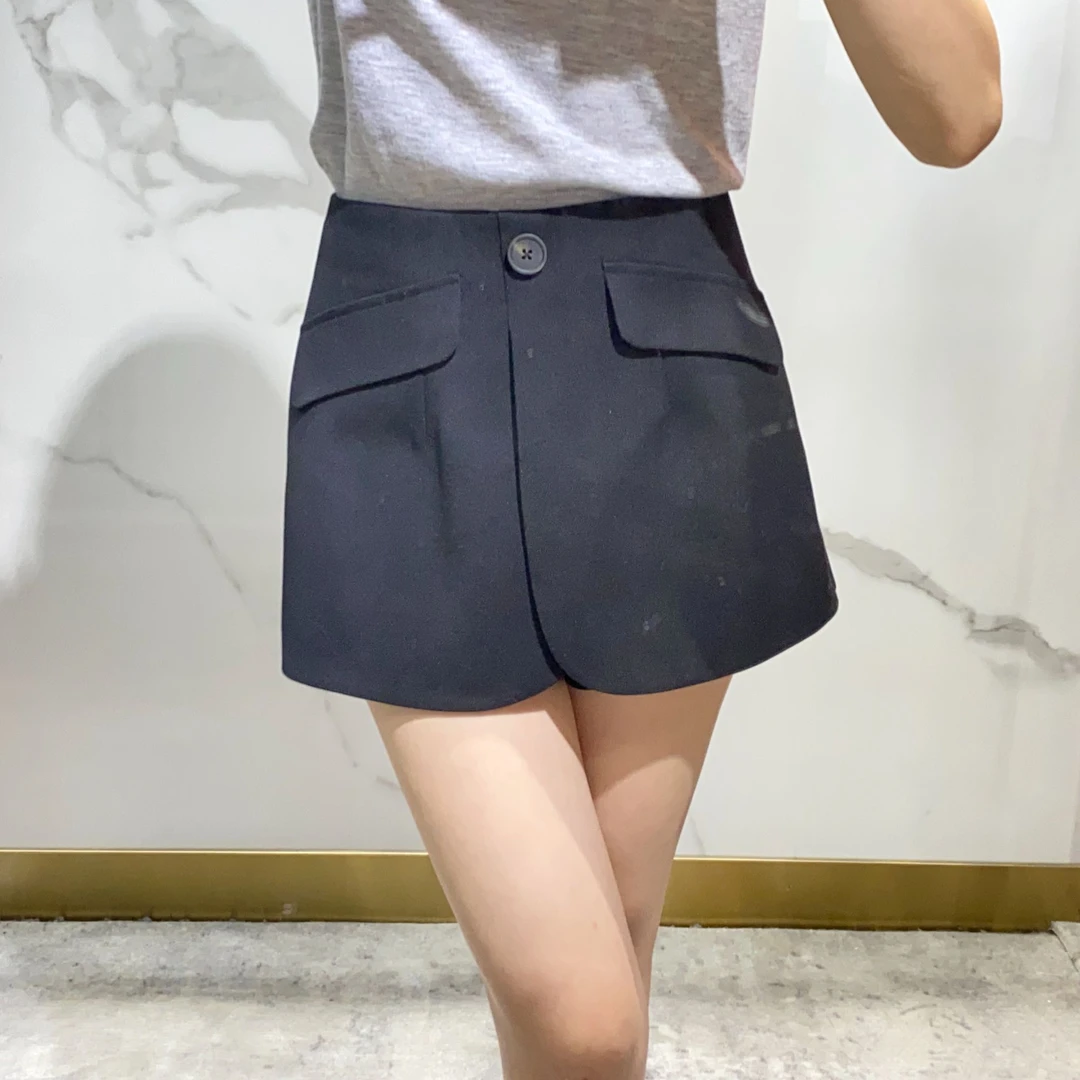 （默茗服装）翻折腰阔腿西装裙裤