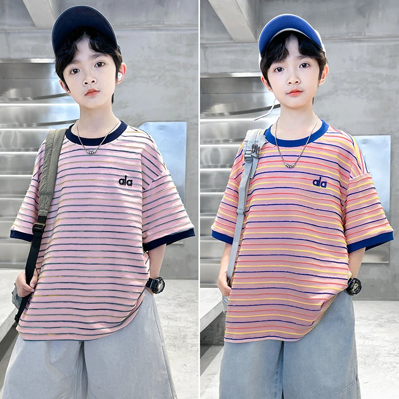 男童夏款短袖T恤2025新款时髦上衣中大儿童痞帅潮【奇斯熊】B5314