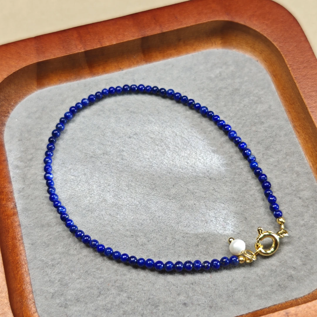 【素圈系列】物华天然圆珠精磨青金石复古星空油画纹理2-3mm手工