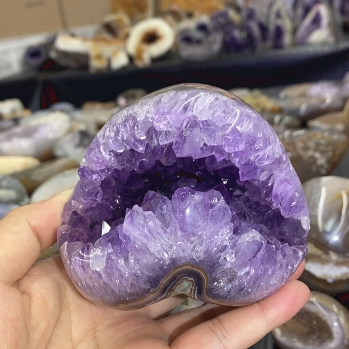 未镶嵌珠宝半成品水晶紫晶钱袋子
