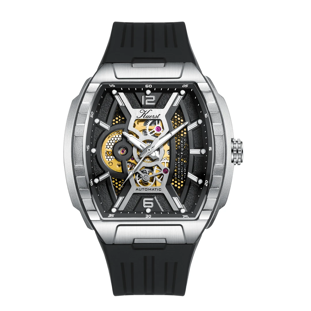 酒桶机械理查强夜光潮牌潮流经典个性胶表男士时尚防水表-KR8048