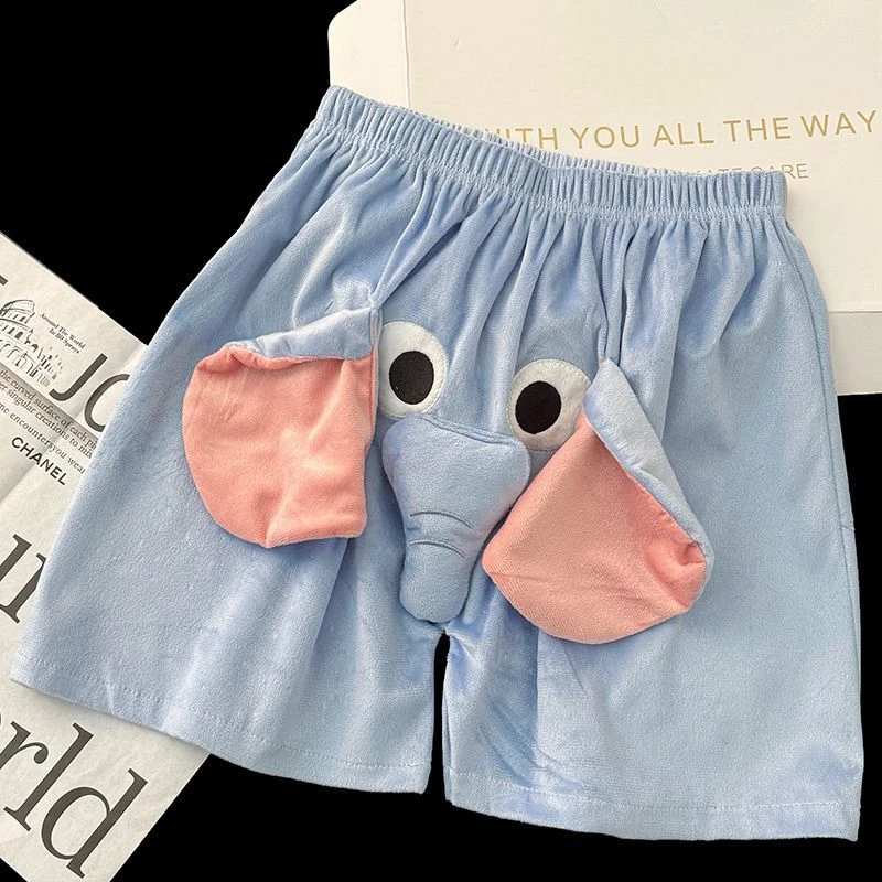 可爱风大象短裤正反可穿小象短裤睡裤猪猪鼻涕短裤情侣网红男女款