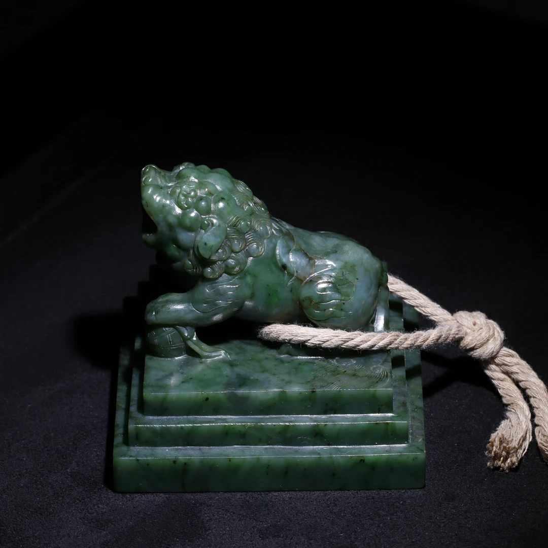 和田碧玉印章摆件/宫廷密宝禄/北京益州文物商店