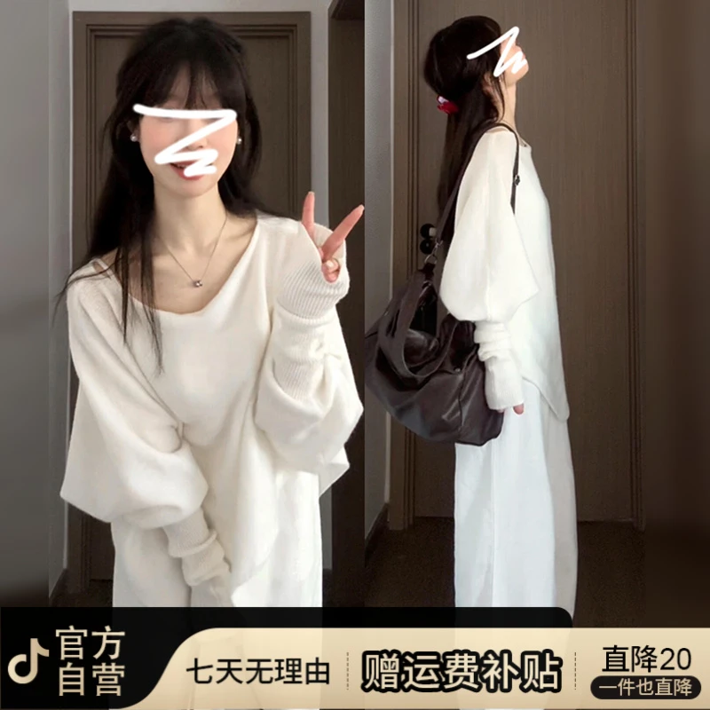 韩系氛围感早秋chic别致白色针织衫毛衣女2025新款秋季巨好看上衣