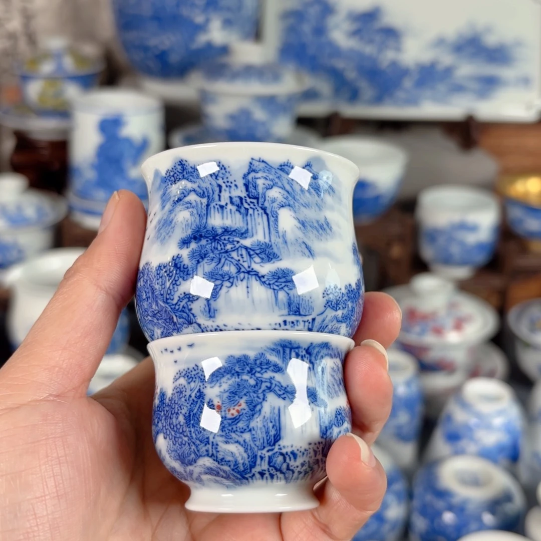 薇***！青花瓷器手绘作品陶瓷杯