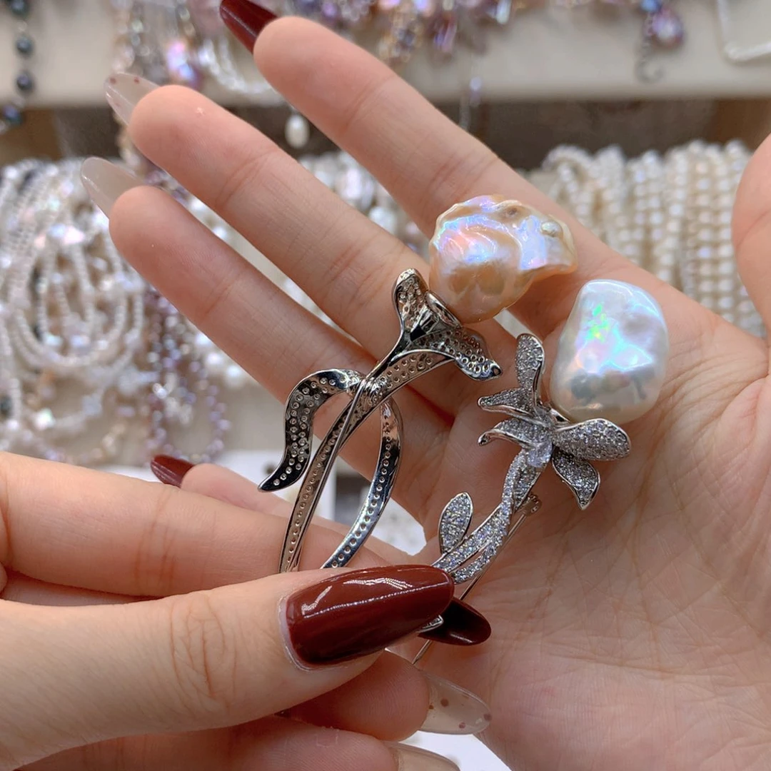 淡水珍珠耳饰银S925镶嵌