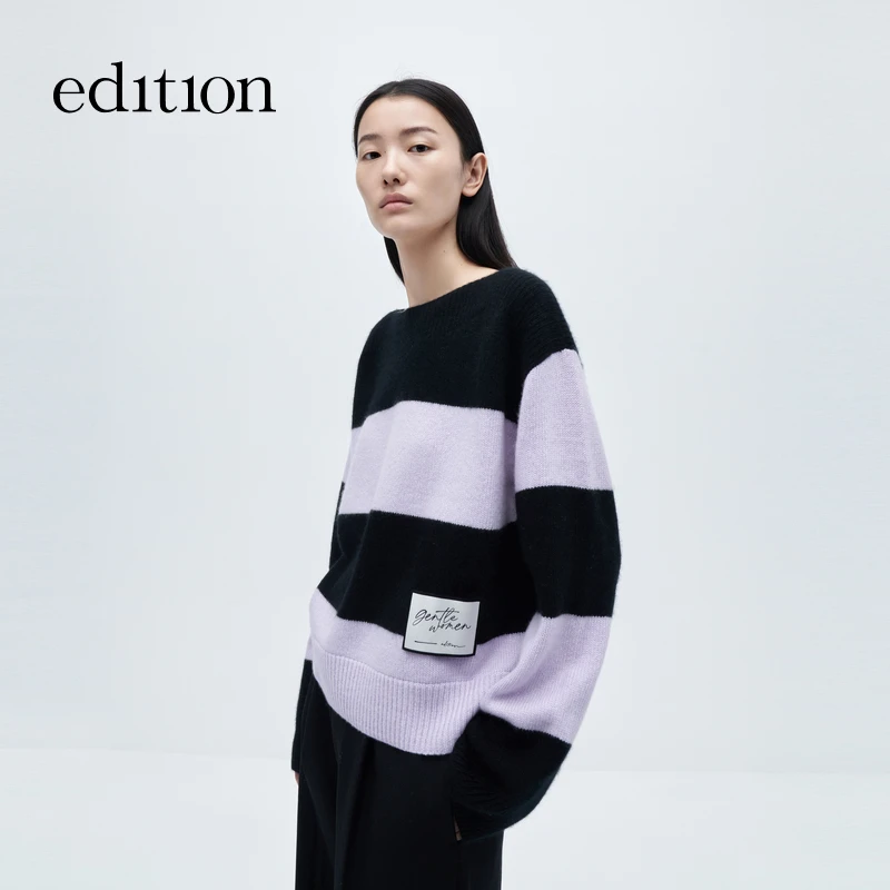 【商场同款】edition撞色条纹羊绒套头毛衣#EBC4SWTK13