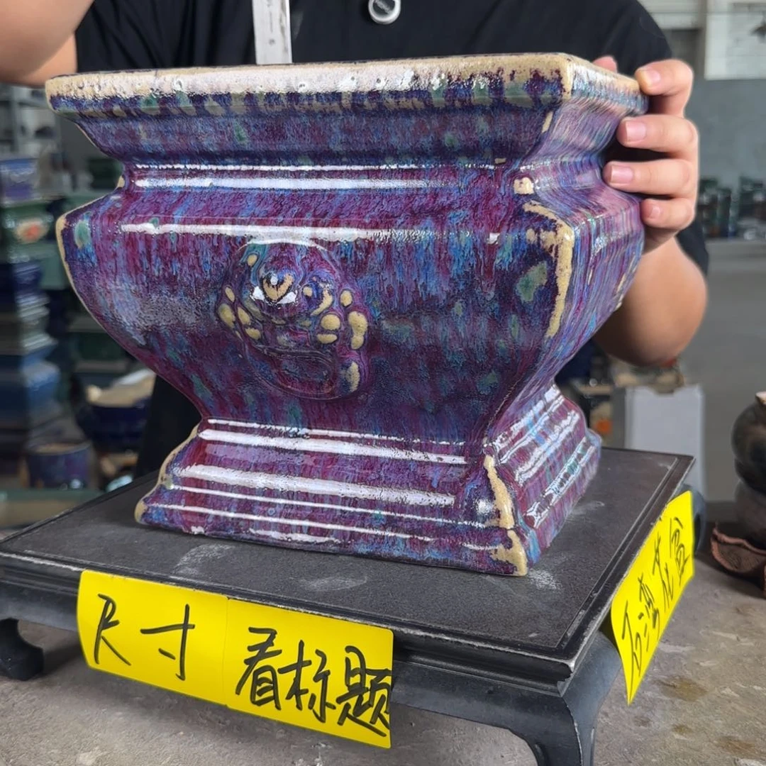 。一风堂石湾花盆 打磨痕迹 面宽24高23