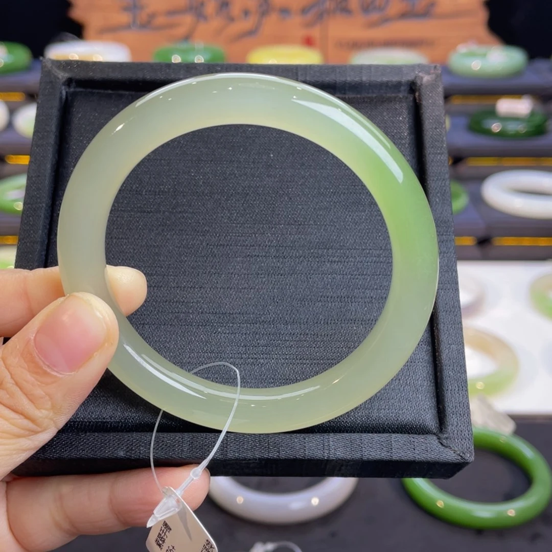 未镶嵌手镯和田玉-高冰猫眼翠青56