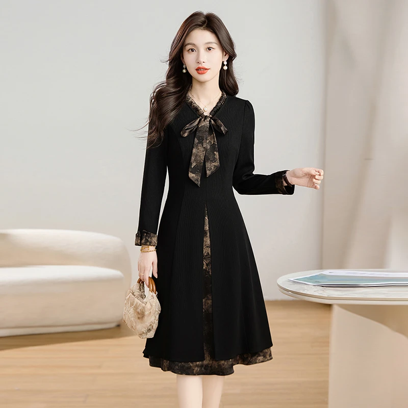 长袖连衣裙女春秋2025新款今年十三行品牌妈妈减龄洋气质旗妈妈装