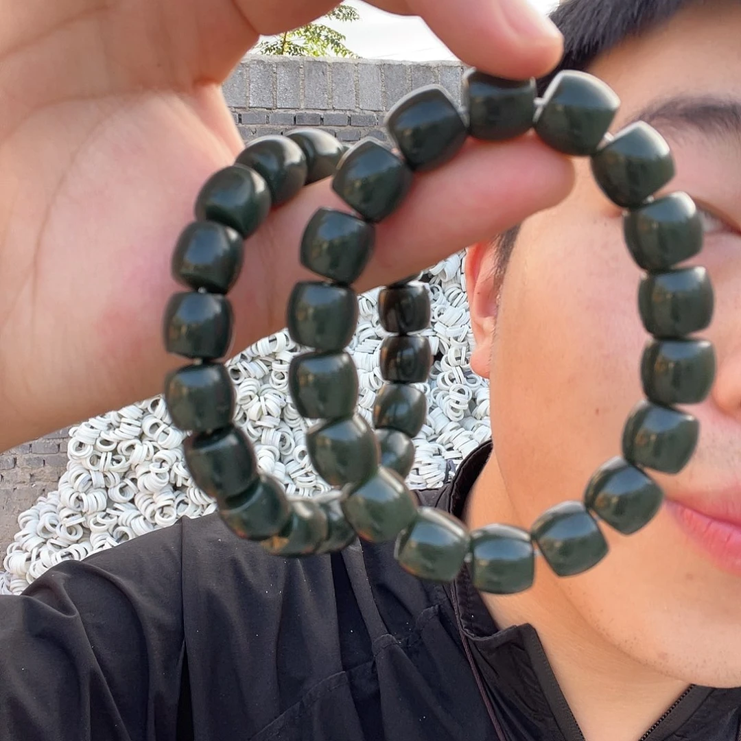 未镶嵌手链和田玉新疆黑油青手串卡12