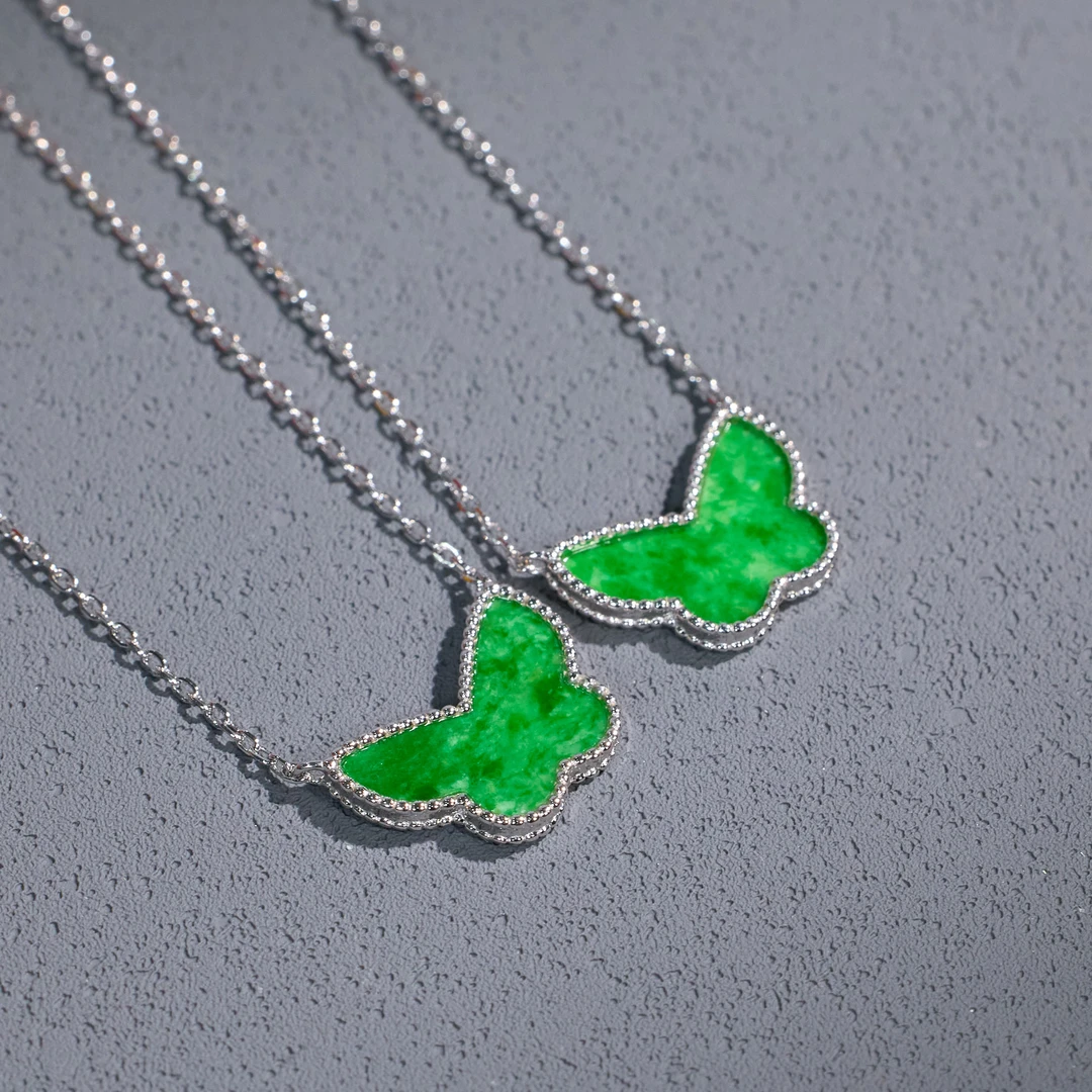 【歪歪】翡翠蝴蝶项链（白）（多样性发一）XB-J6470