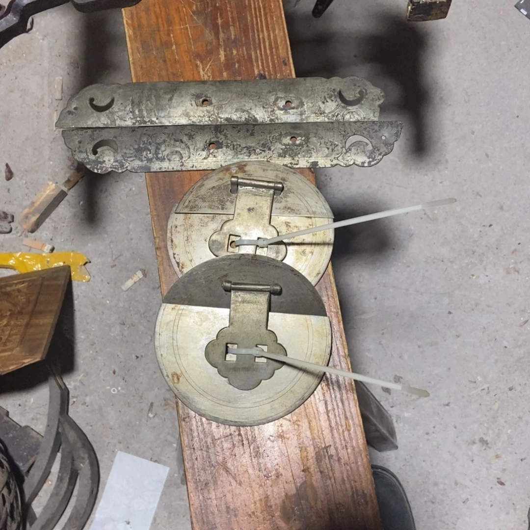 木中**房圆盘铜件一对