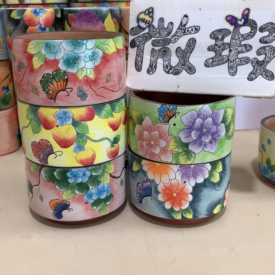 平**活瑕疵花盆，手绘花盆