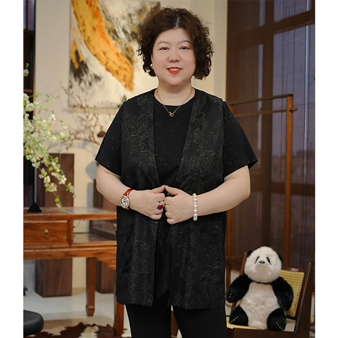 金雀绫【浮生一梦】设计款轻奢气质复古加宽加大马夹SZA1T243