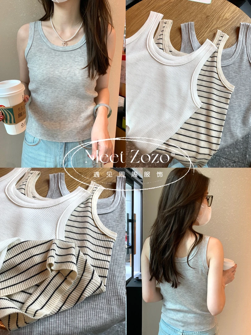 MEET ZOZO【周周】“贴心背心”25春夏双U领显瘦柔软针织背心女152079