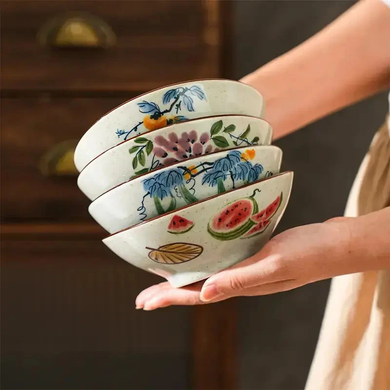 复古酒碗家用陶瓷小碗火锅蘸料碗面碗扣肉碗蒸菜碗釉下彩餐具