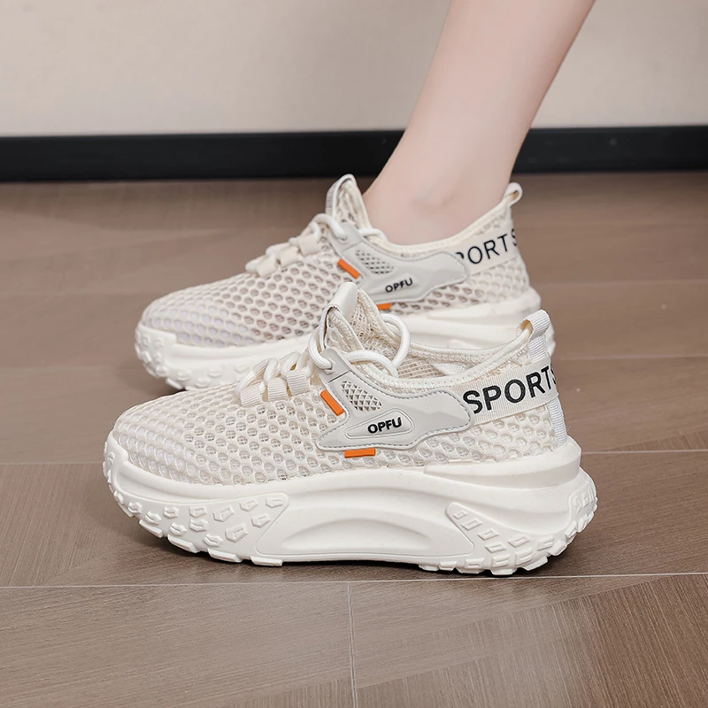 欧伦啄木鸟品牌网面包头休闲鞋飞织一脚蹬夏季防滑透气增高单鞋