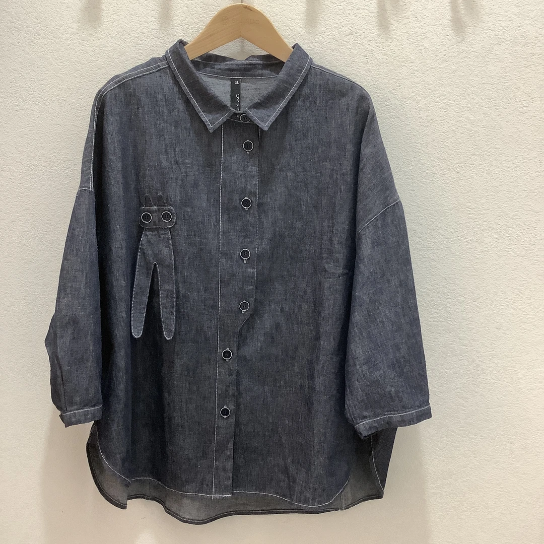 水淼2690春款牛仔衬衫时尚休闲百搭显瘦衬衫373