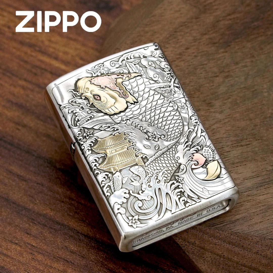 Zippo打火机正品/纯银套壳鱼跃龙门【拍/专属】
