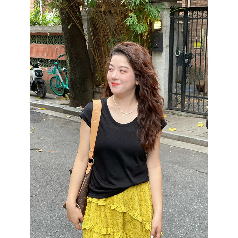 WenWen小个子夏新2025韩系面膜T/穿搭显瘦短袖T恤上衣薄款3859