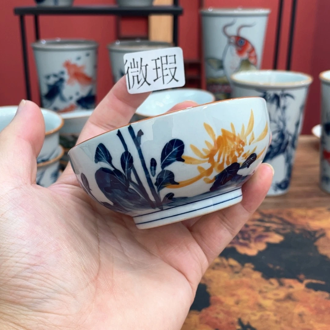 釉下手绘茶具微瑕直播间样品