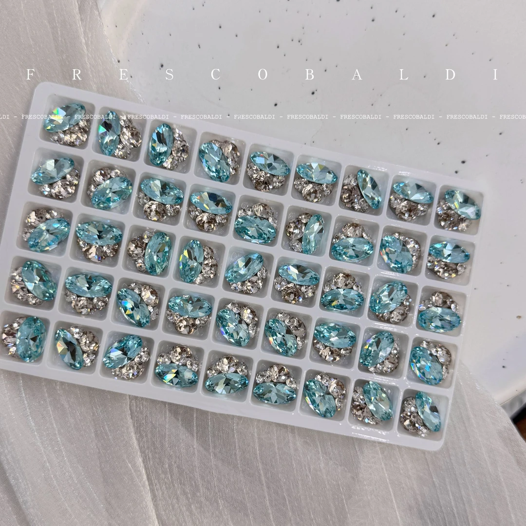 2颗装蓝色鸽子蛋钻球美甲饰品堆钻11*12mm