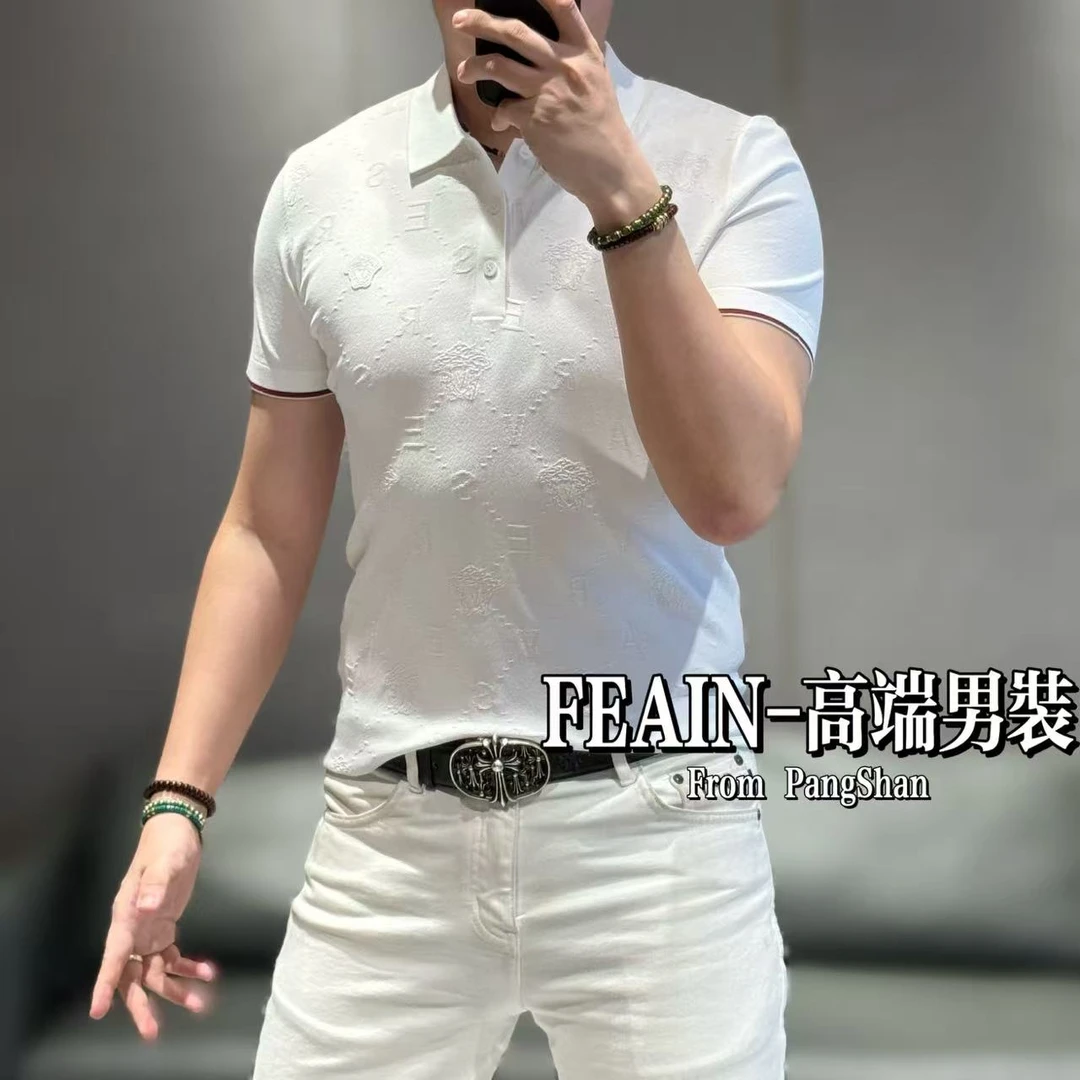 高端立体提花工艺美人头伊力特丝男士短袖Polo26831