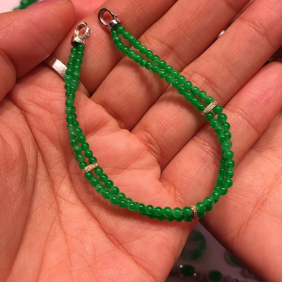 翡翠18K金镶嵌手链