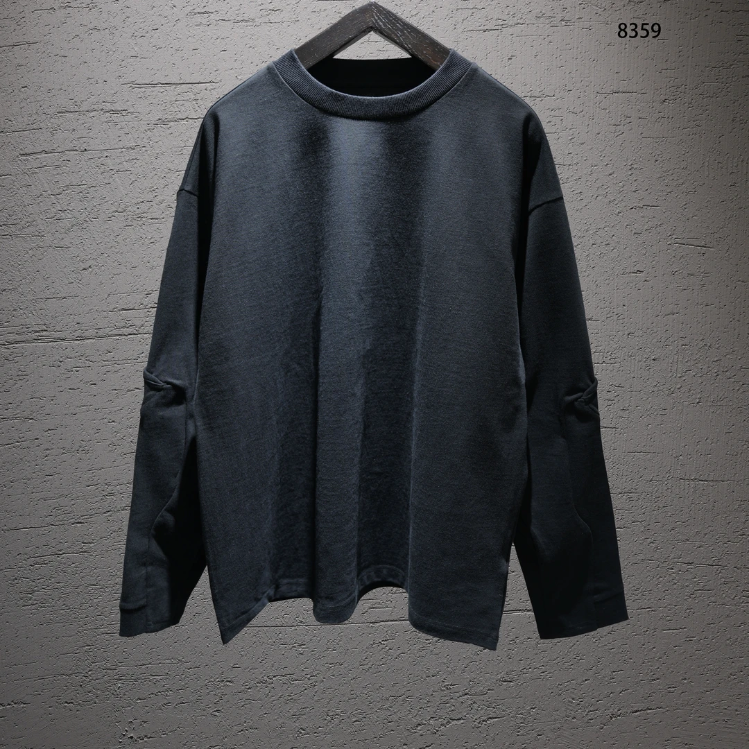 V-RO8359日棉330g基础休闲舒适袖子设计感圆领纯色针织长袖