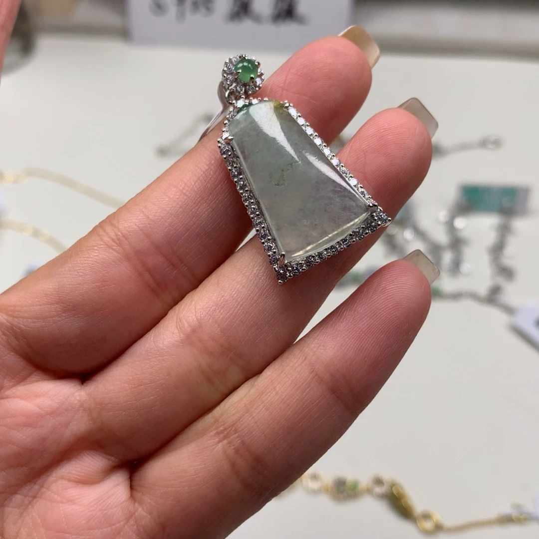 翡翠银S925镶嵌颈饰吊坠