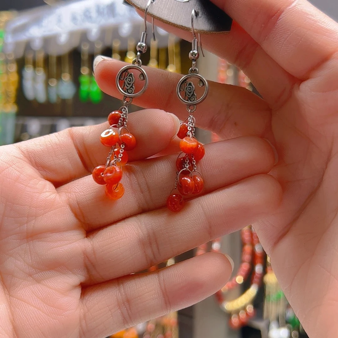 银S925镶嵌翡翠耳坠