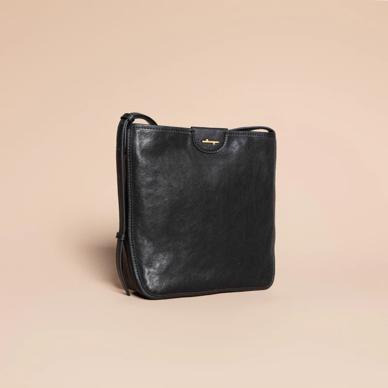 食草堂水桶包头层水晶植鞣牛皮小众时尚百搭高级感单肩斜挎包知念