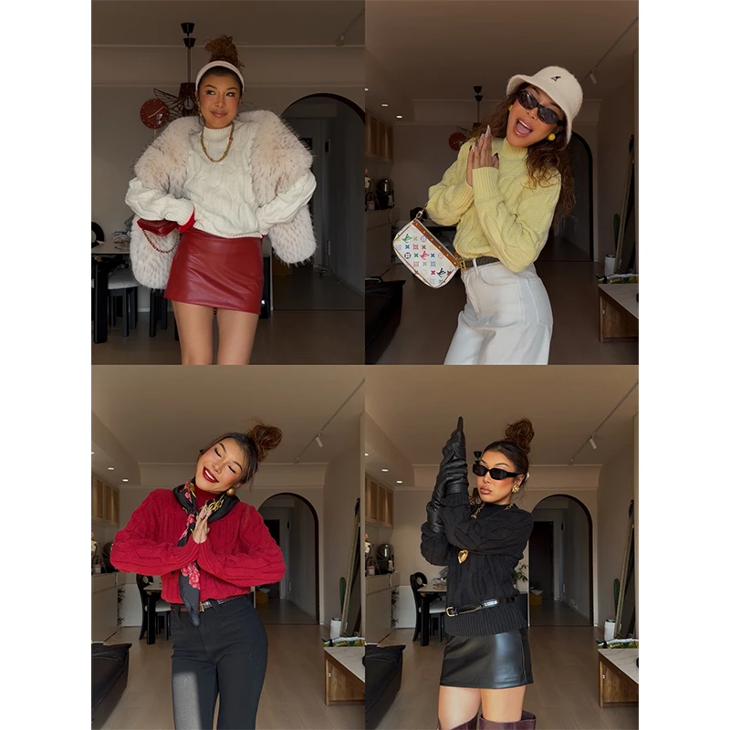 （小溪家） 粗针扭花厚实套头经典慵懒休闲宽松保暖松弛上衣