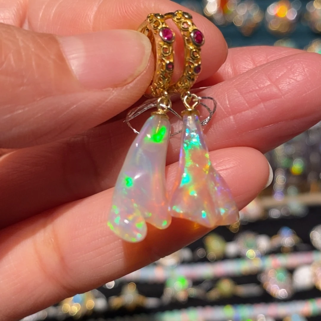 欧泊银S925镶嵌耳饰