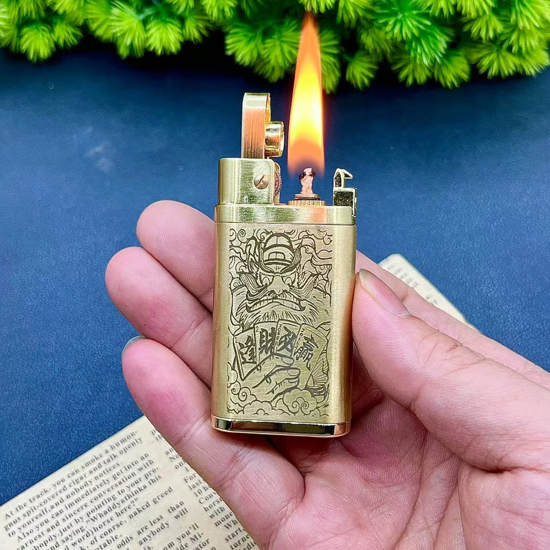 黄铜外壳一键点火打火机 自动弹射煤油打火机 包邮创意经典