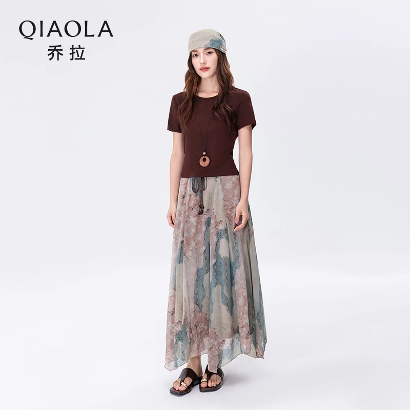 QIAOLA/乔拉【只此青绿】夏季法式富家千金休闲半身裙时尚套装预售
