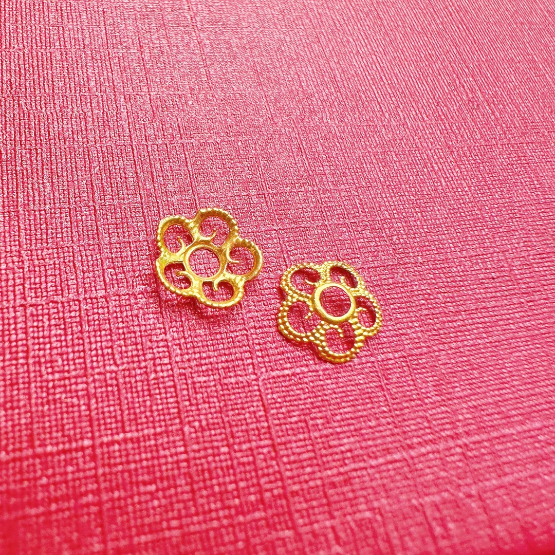 8862花瓣隔片花托18K金配饰批发DIY手串项链手链百搭7mm一对